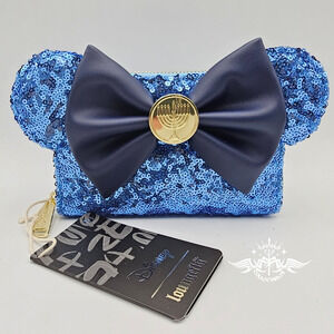 Loungefly Disney Minnie Mouse Hanukkah Menorah Zip Around Blue Wallet New